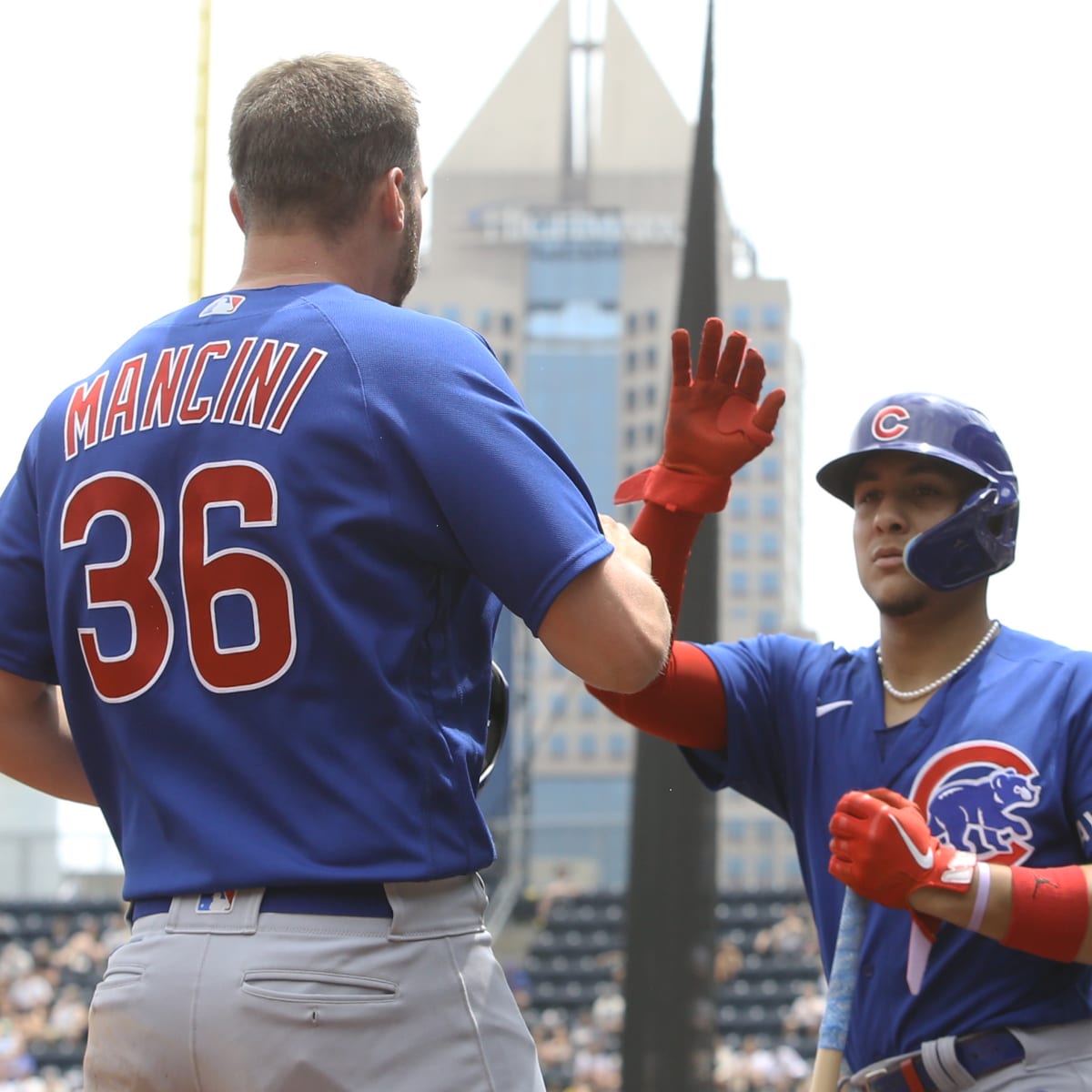 Chicago Cubs first baseman Trey Mancini (36) bats in the top of