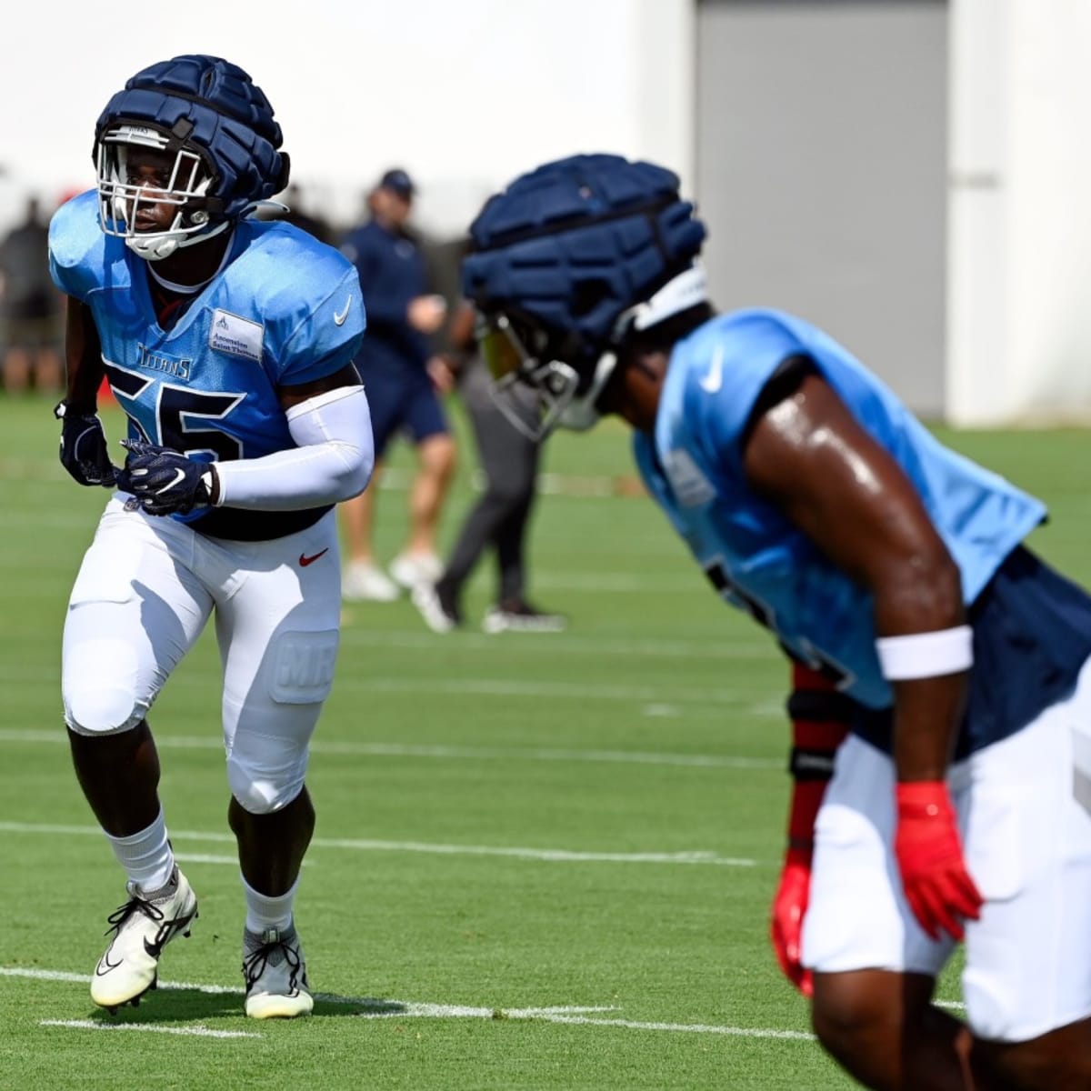 Tennessee Titans linebacker Jack Gibbens (50) jogs off the field