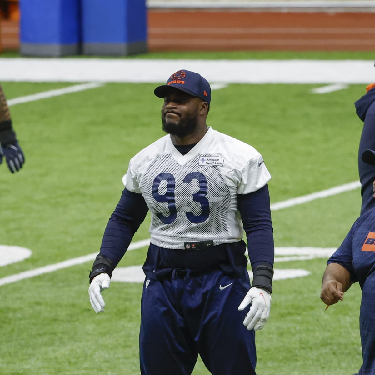 Chicago Bears defensive tackle Justin Jones (93) warms up prior to the  start of during an