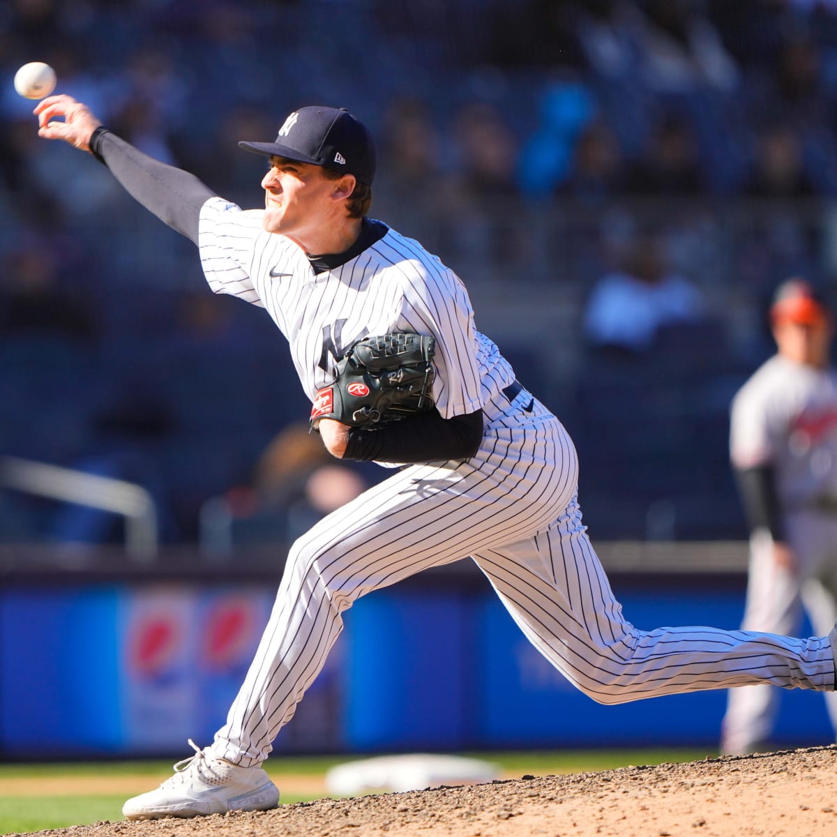 New York Yankees pitcher Ron Marinaccio (97) throws during the eighth  inning of a baseball game against the Chicago Cubs on Saturday, June 11,  2022, in New York. (AP Photo/Adam Hunger Stock