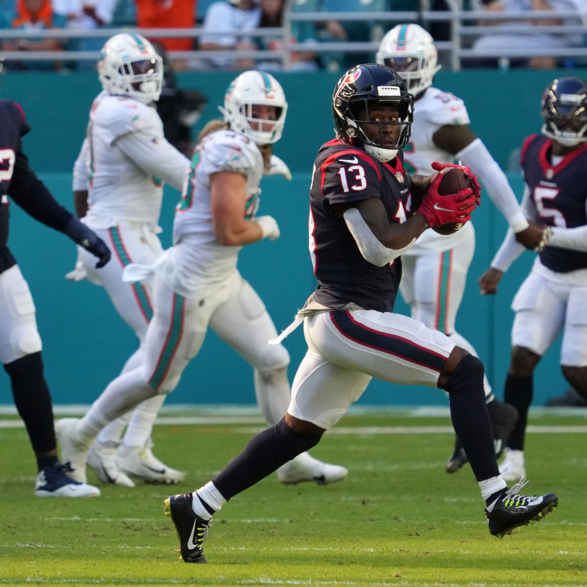 Wide receiver (13) Brandin Cooks of the Houston Texans against the San  Francisco 49ers in an NFL football game, Sunday, Jan. 2, 2022, in Santa  Clara, CA. The 49ers defeated the Texans