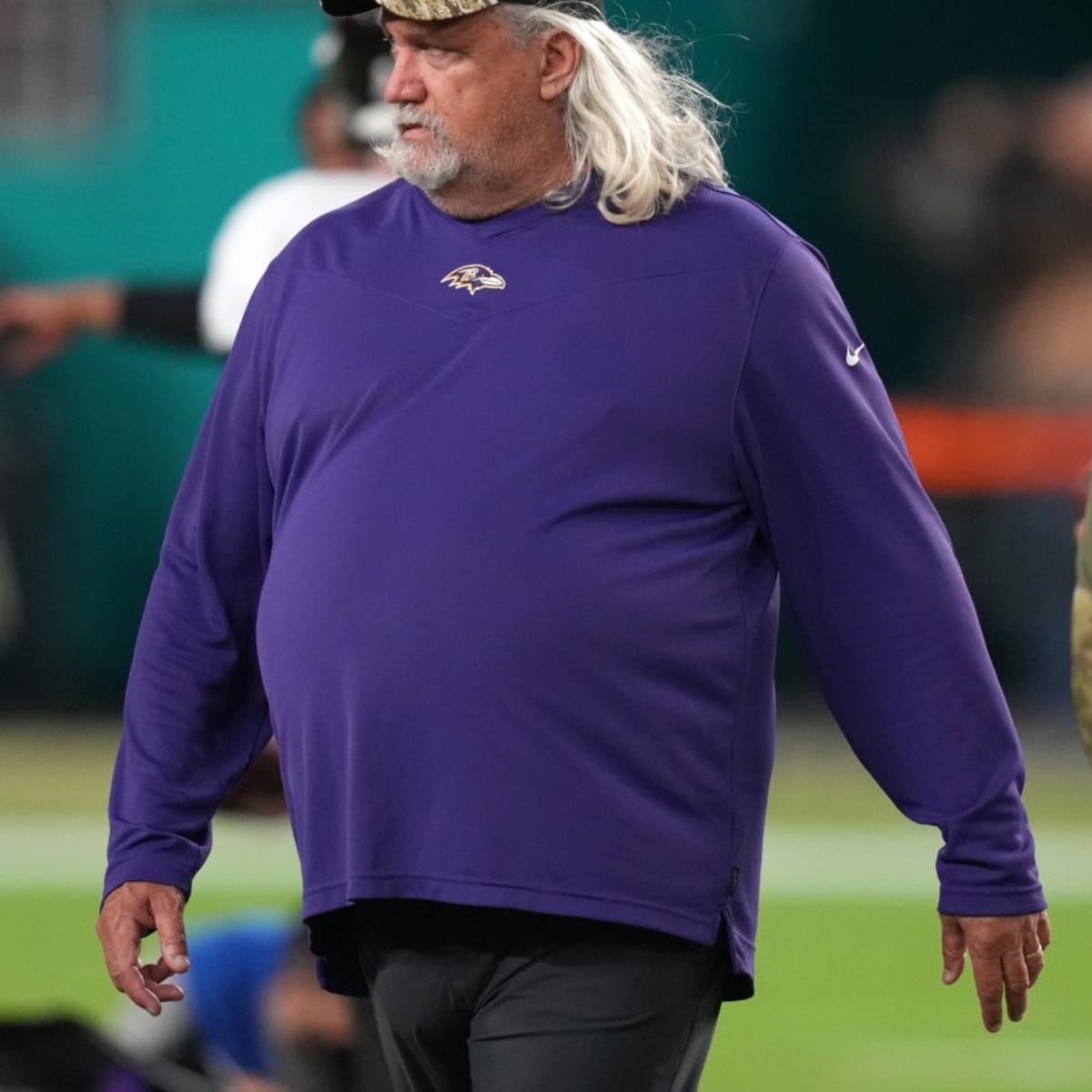 Las Vegas Raiders special defensive assistant Rob Ryan walks on the field  before a preseason NFL football game against the Dallas Cowboys in  Arlington, Texas, Saturday, Aug. 26, 2023. (AP Photo/Sam Hodde