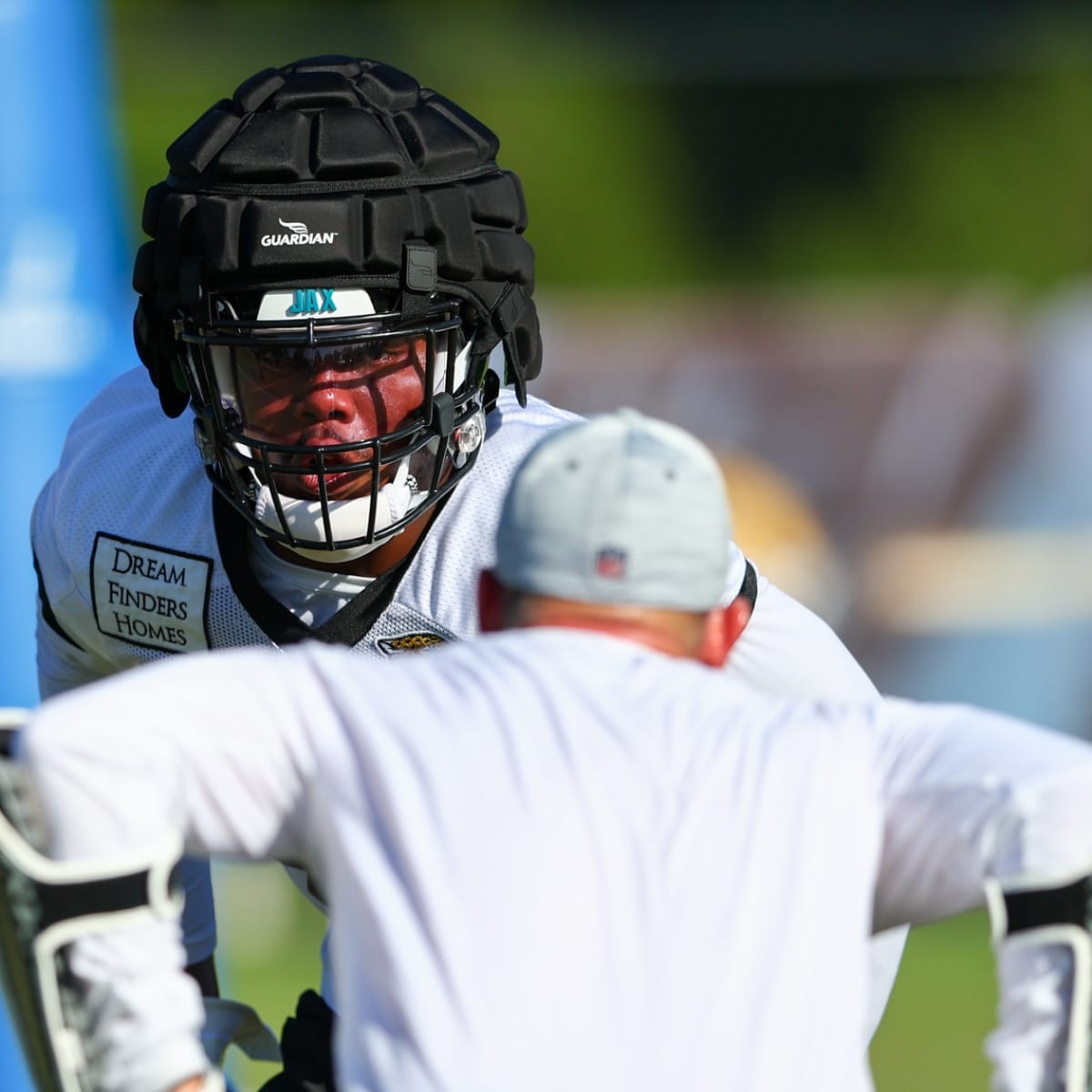 Jacksonville Jaguars running back Mekhi Sargent warms up before