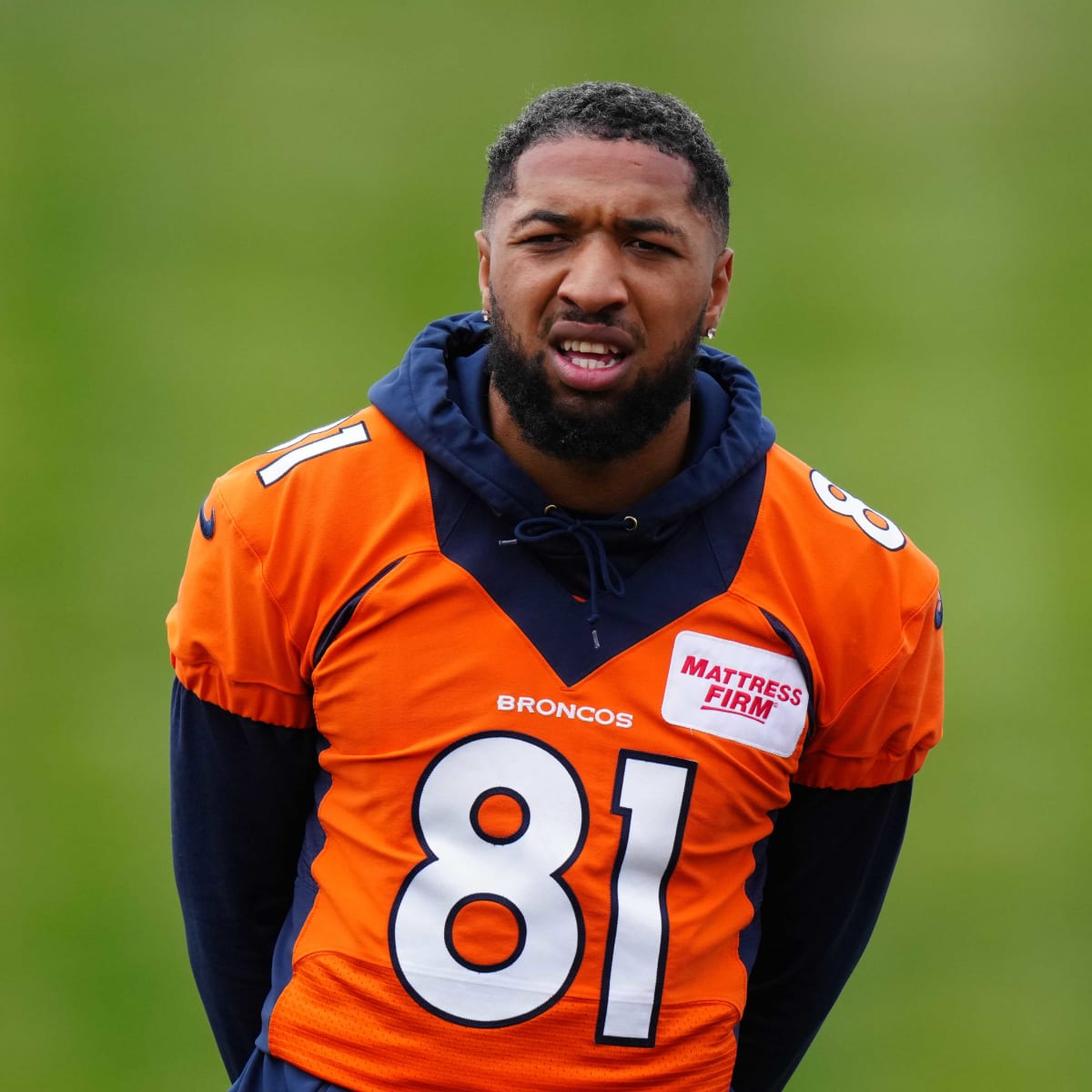 Denver Broncos wide receiver Tim Patrick (81) runs against the Kansas City  Chiefs during an NFL football game Saturday, Jan. 8, 2022, in Denver. (AP  Photo/Jack Dempsey Stock Photo - Alamy