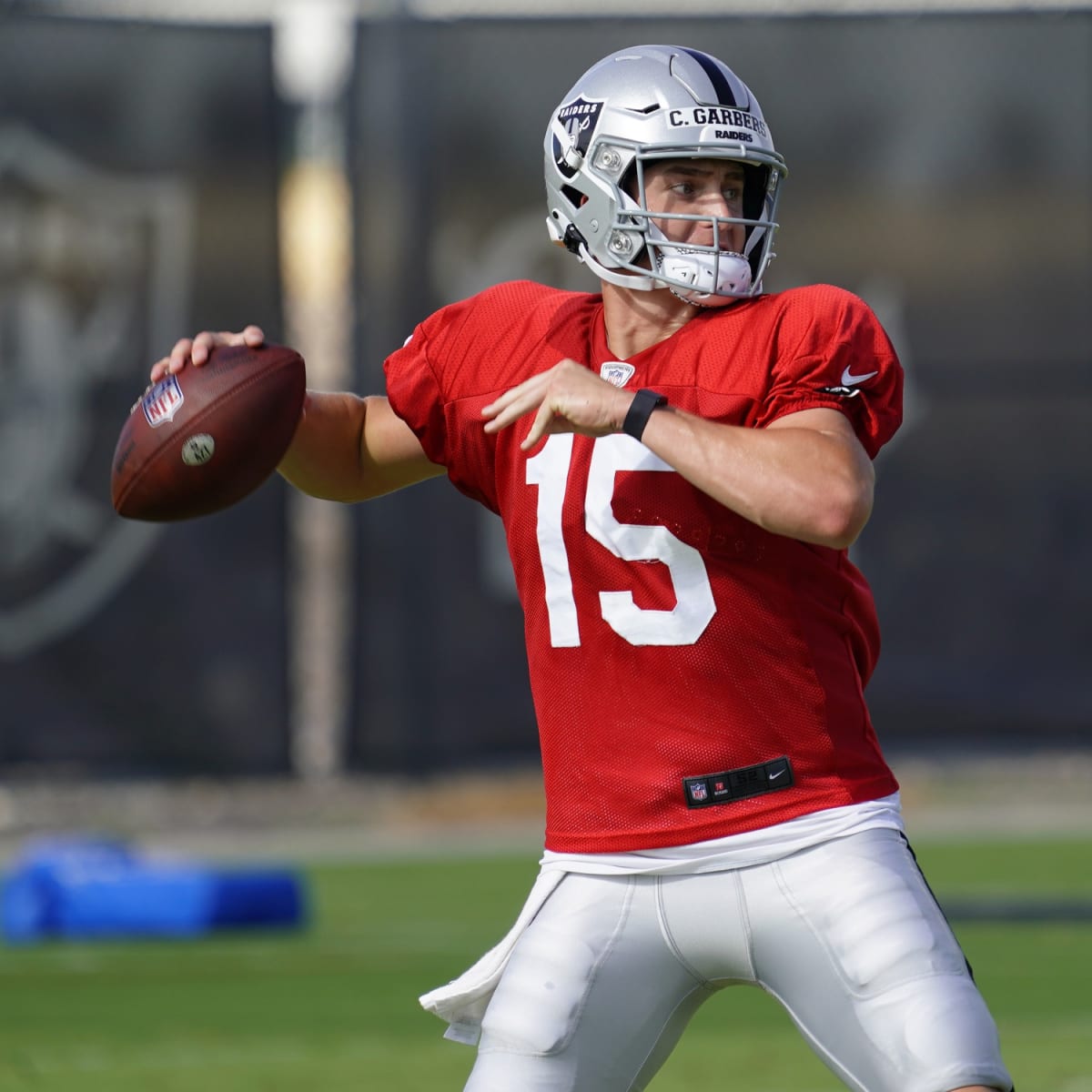 Miami. FL USA; Las Vegas Raiders quarterback Chase Garbers (15