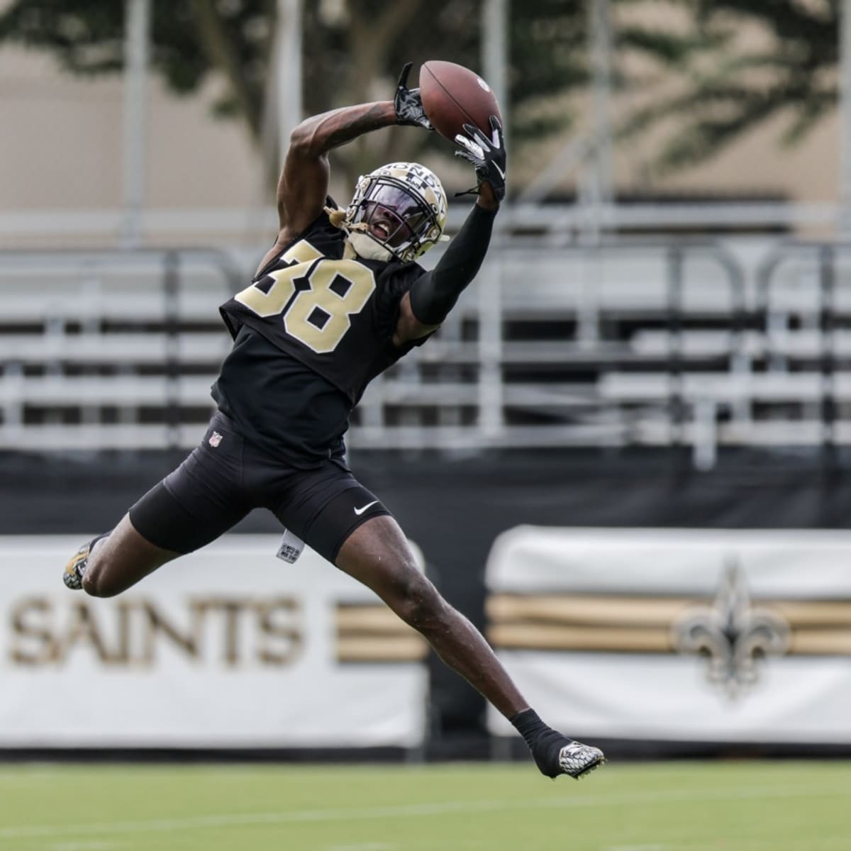 New Orleans, Louisiana, USA. 14th Aug, 2023. New Orleans Saints safety  Smoke Monday smiles after his team intercepted the ball from the Kansas  City Chiefs in an NFL preseason game in New