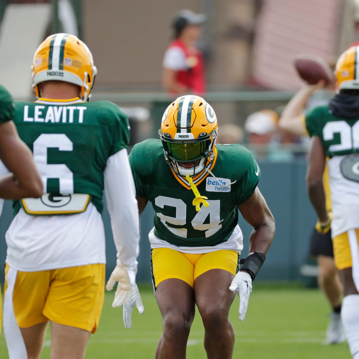 Green Bay Packers tight end Tyler Davis (84) gets set before a play during  an NFL football game against the New York Giants at Tottenham Hotspur  Stadium in London, Sunday, Oct. 9