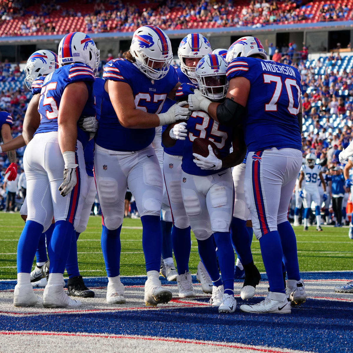 KANSAS CITY, MO - OCTOBER 16: Buffalo Bills wide receiver Isaiah Hodgins (16)  before an NFL game between the Buffalo Bills and Kansas City Chiefs on  October 16, 2022 at GEHA Field