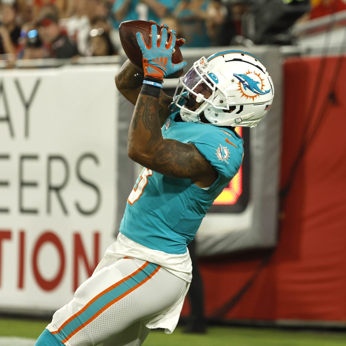 Miami Dolphins wide receiver Lynn Bowden Jr. (3) stands on the sidelines  during an NFL football