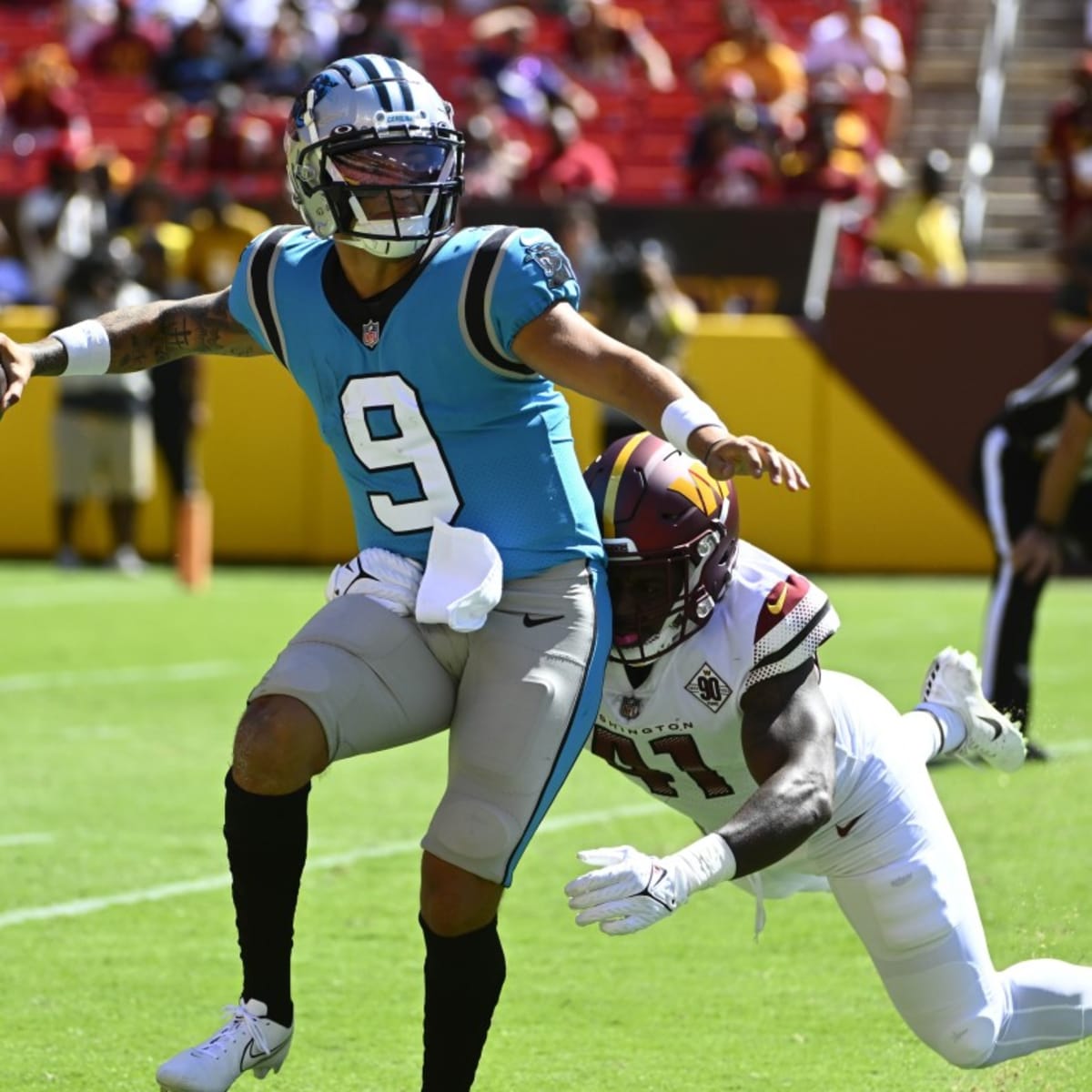 Matt Corral practices with the Carolina Panthers for first time