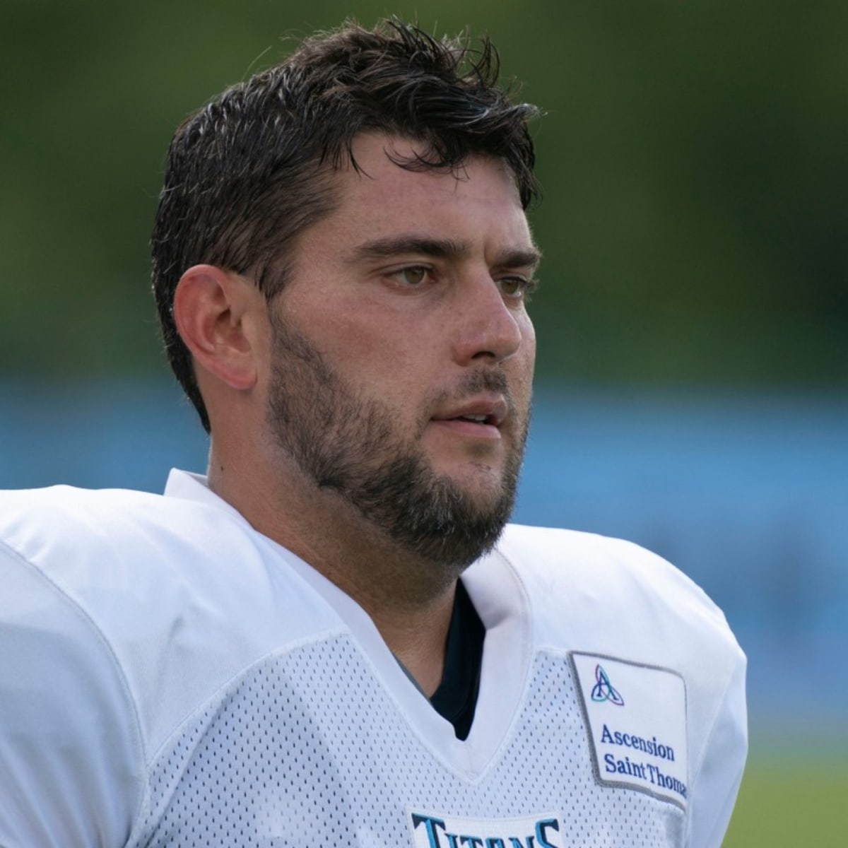 Tennessee Titans place kicker Randy Bullock (14) watches the ball after  kicking a field goal during warmups before their game against the New York  Giants Sunday, Sept. 11, 2022, in Nashville, Tenn. (