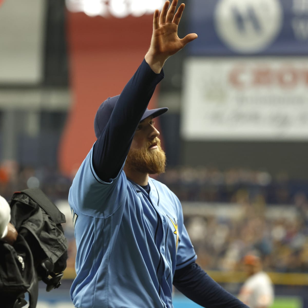 Tampa Bay Rays right fielder Brett Phillips jogs back to the dugout during  the sixth inning of a baseball game against the Boston Red Sox, Saturday,  April 23, 2022, in St. Petersburg