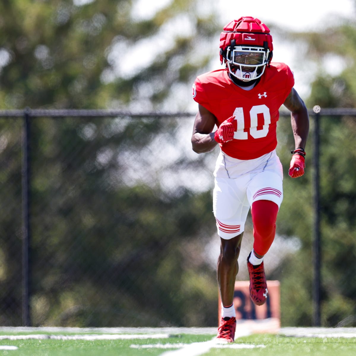 Utah wide receiver Money Parks (10) lines up out wide during an