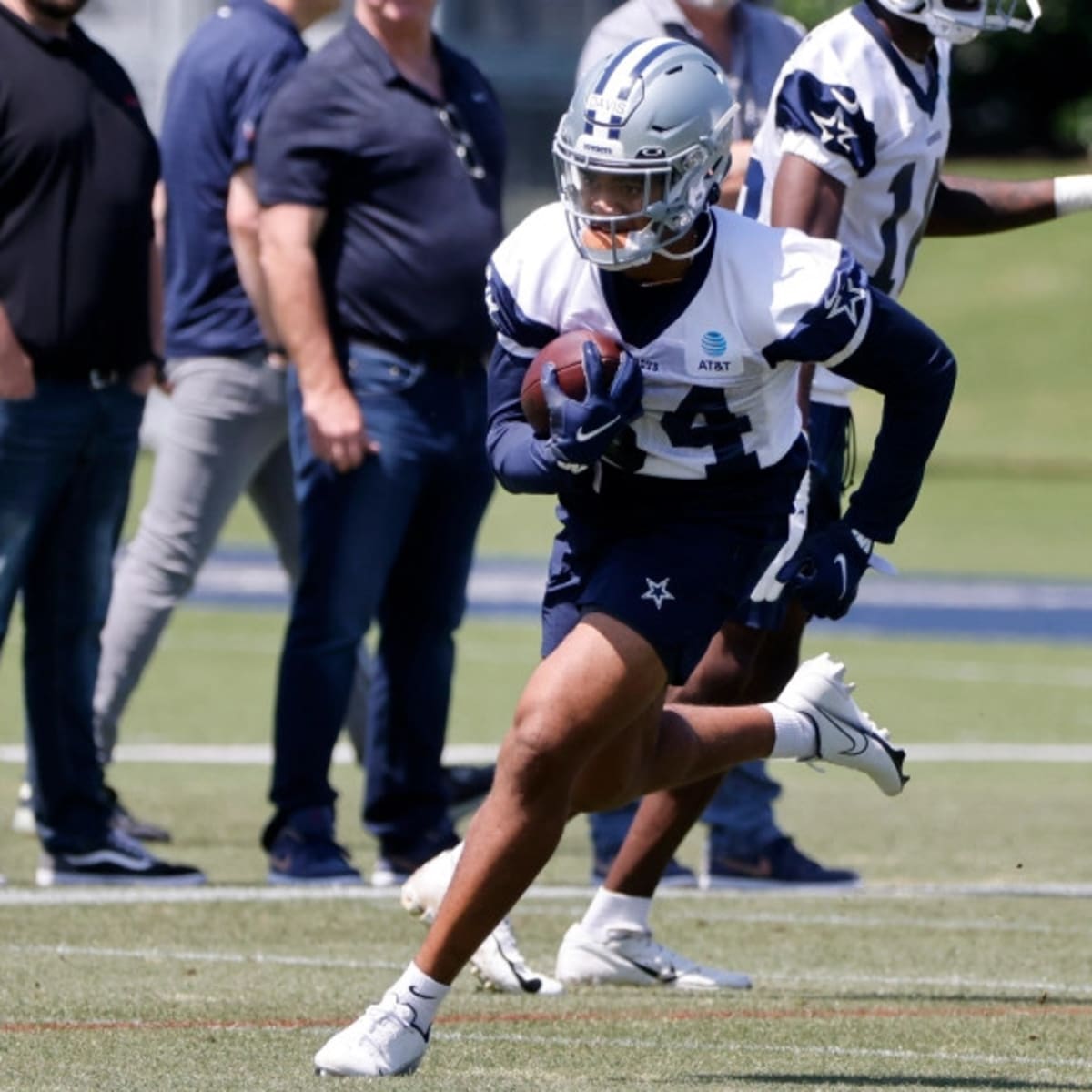 Dallas Cowboys rookie running back Tony Pollard (36) participates in drills  during a NFL football mini camp at the team's training facility in Frisco,  Texas, Friday, May 10, 2019. (AP Photo/Tony Gutierrez