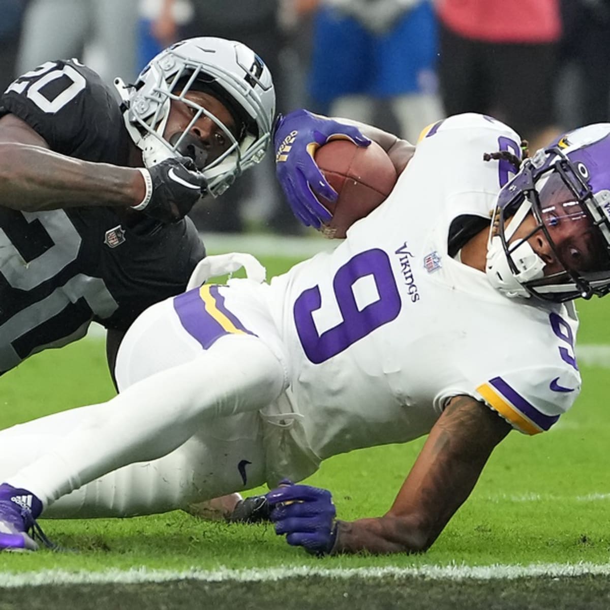 Las Vegas Raiders cornerback Sam Webb (48) plays during an NFL preseason  football game against the Minnesota Vikings on Aug. 14, 2022, in Las Vegas.  (AP Photo/Denis Poroy Stock Photo - Alamy