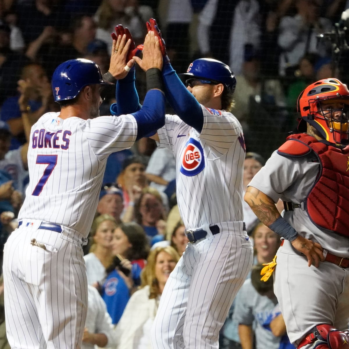 Chicago Cubs' Zach McKinstry runs the bases after hitting a two