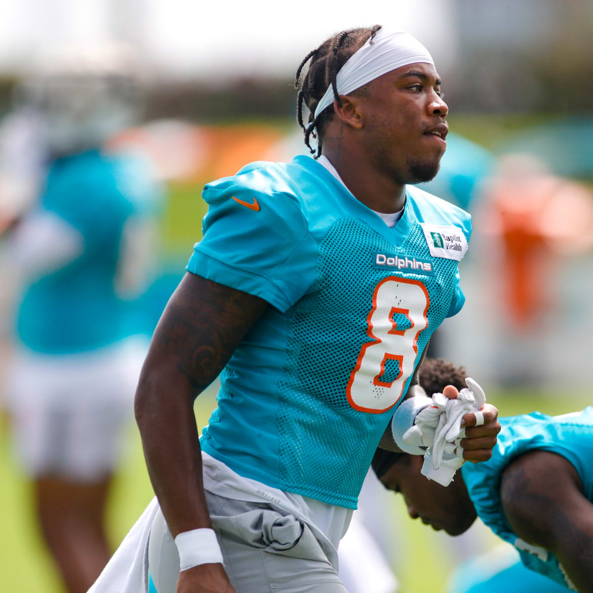 Dolphins safety Jevon Holland heads to locker room before halftime