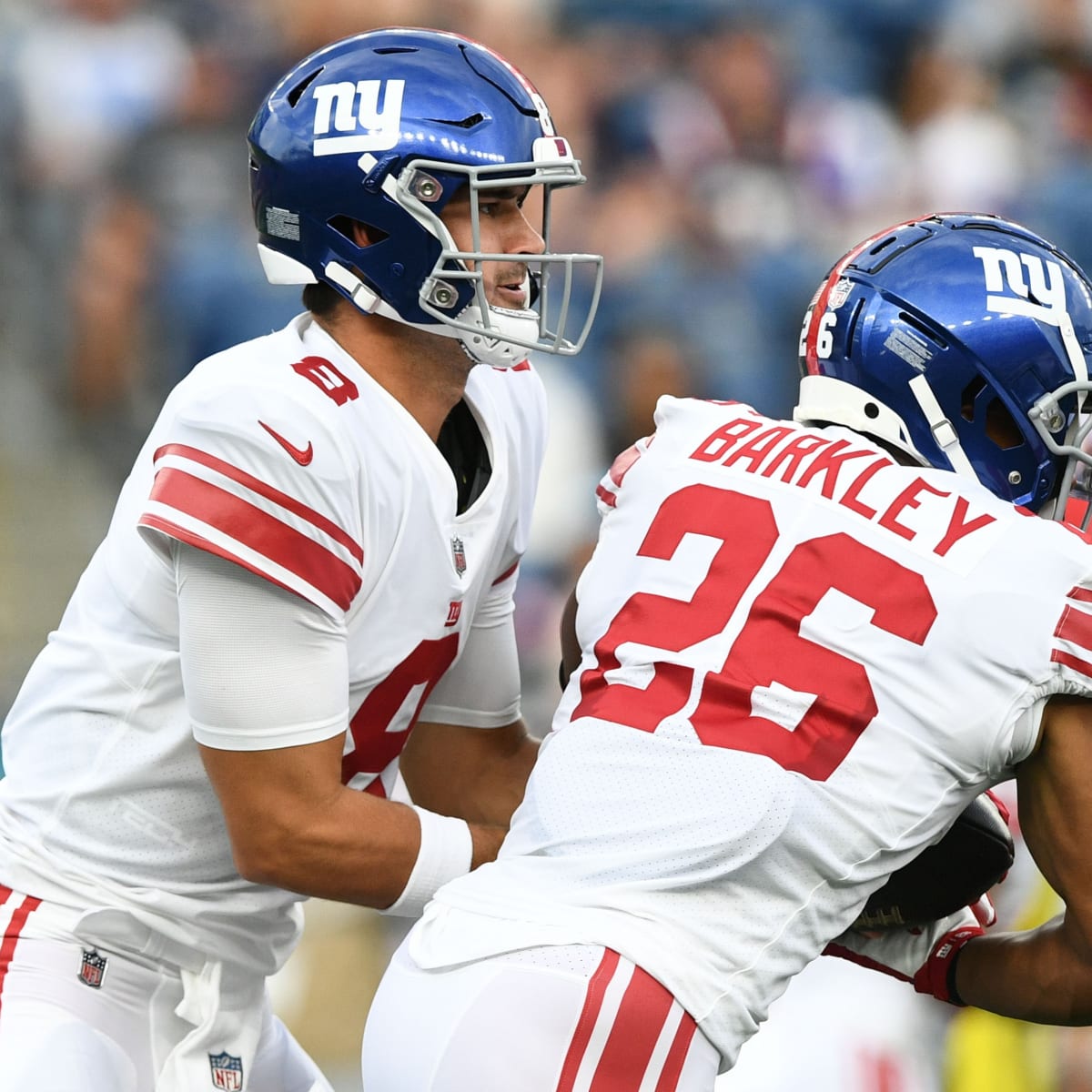 FILE - New York Giants running back Saquon Barkley (26) participates in  training camp at the NFL football team's practice facility, Friday, July  29, 2022, in East Rutherford, N.J. With the New