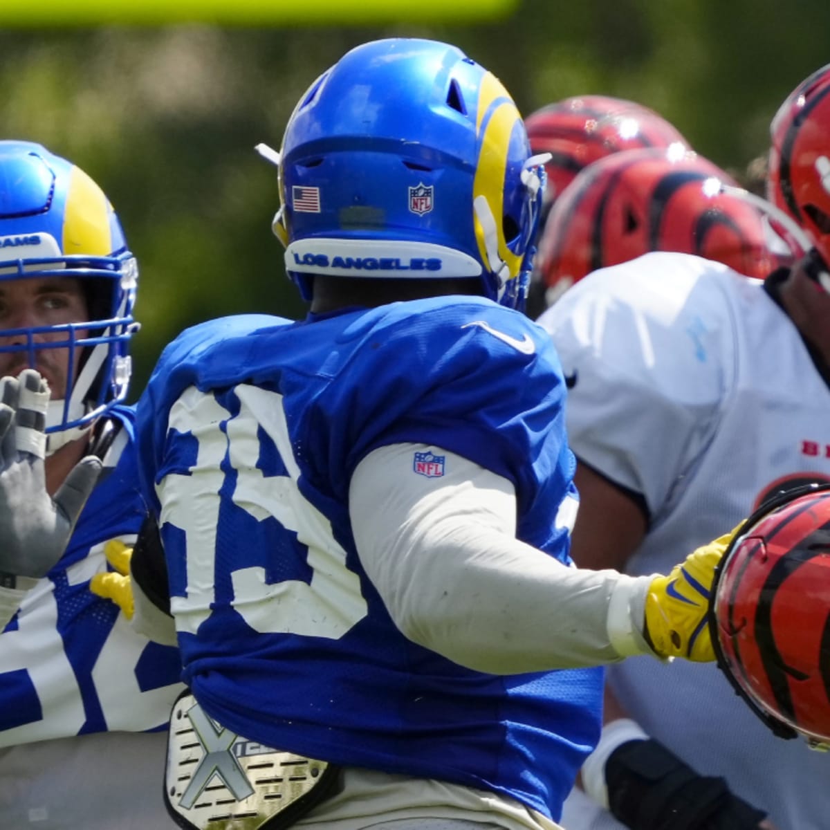 Bengals-Rams brawl video: Aaron Donald swings helmets during joint