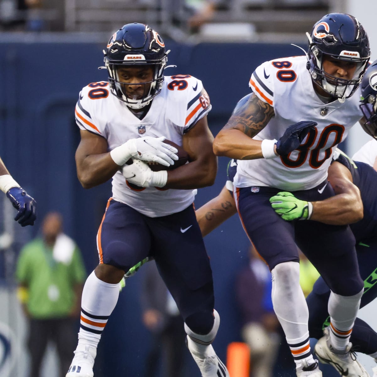 Chicago Bears tight end James O'Shaughnessy (80) during an NFL Preseason  football game against the