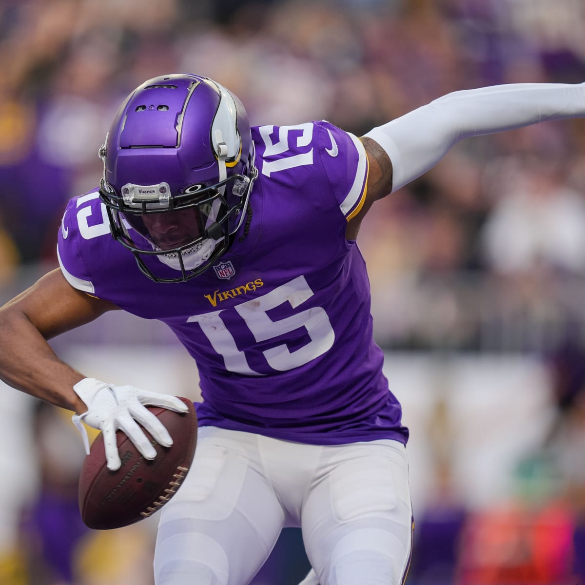 Minnesota Vikings wide receiver Ihmir Smith-Marsette (15) is lying