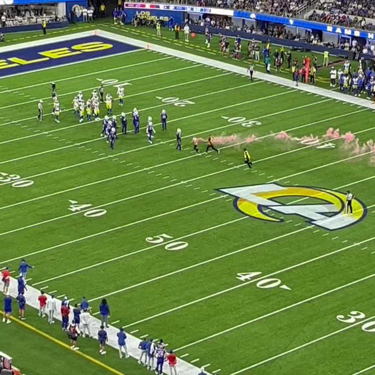 NFL 2022: LA Rams Vs Buffalo Bills, streaker flare protest, fan