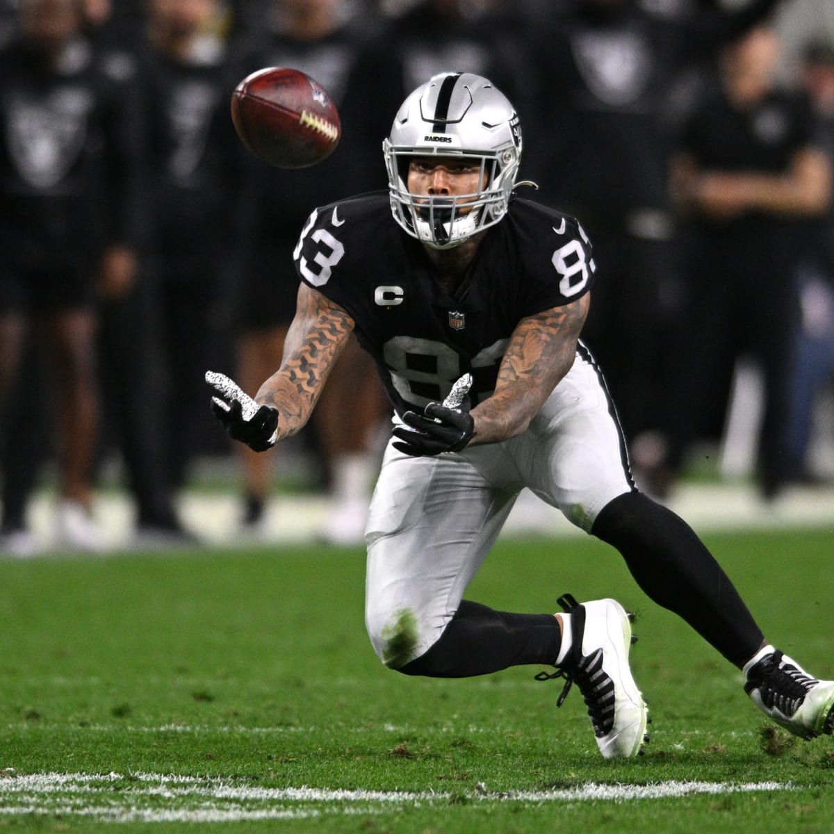 Darren Waller Touchdown Celebration Las Vegas Raiders Autographed 8 x 10  Framed Football Photo