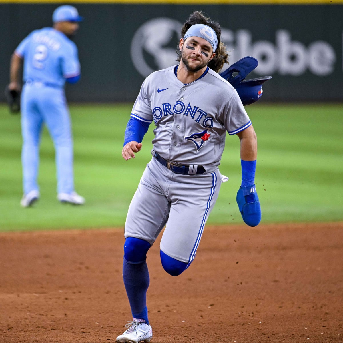 Bo Bichette of the Toronto Blue Jays before the game wearing a