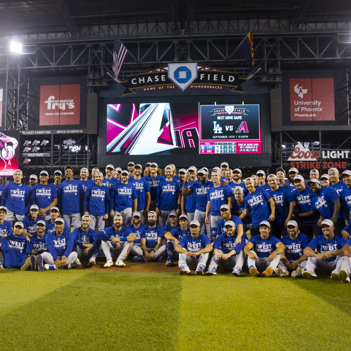 Dodgers Celebrate NL West Title on Chase Field Mound after 4-0 Win