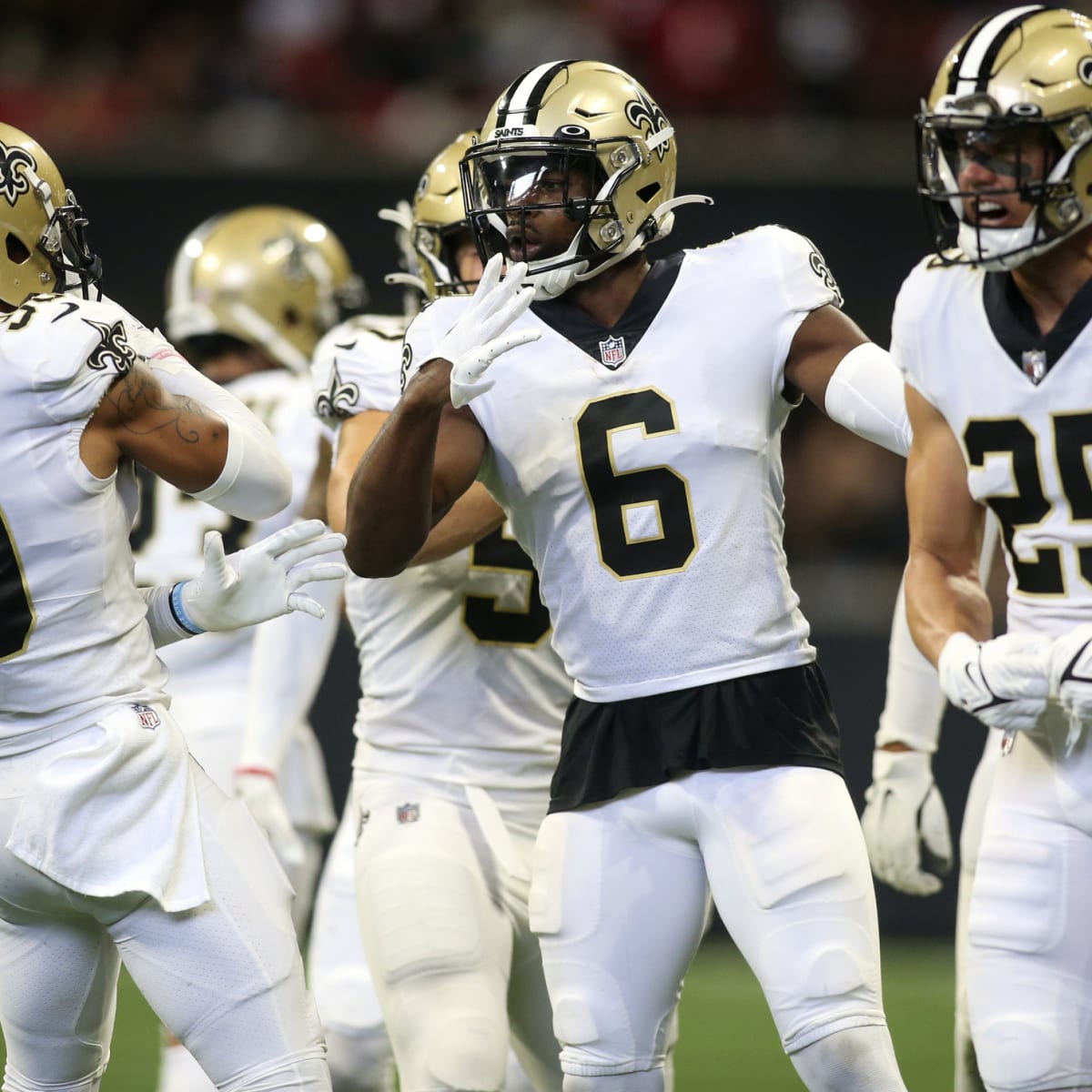 New Orleans Saints safety Smoke Monday (38) gestures as he runs through  drills during an NFL football practice in Metairie, La., Tuesday, June 6,  2023. (AP Photo/Gerald Herbert Stock Photo - Alamy