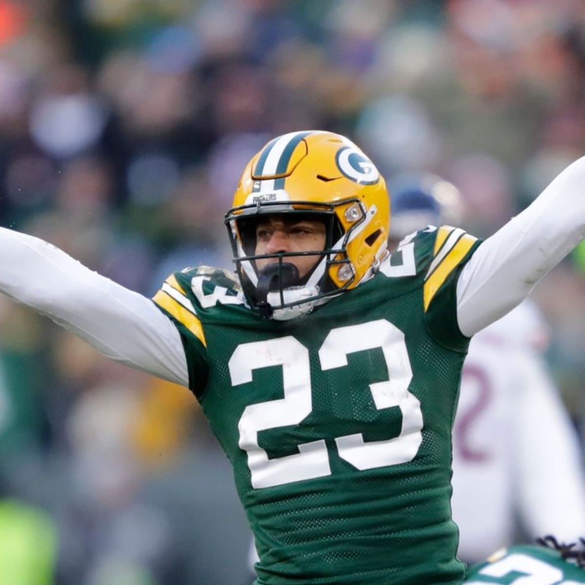 Green Bay Packers cornerback Jaire Alexander (23) walks off the field after  an NFL football game against the Chicago Bears, Sunday, Sept. 10, 2023, in  Chicago. (AP Photo/Kamil Krzaczynski Stock Photo - Alamy