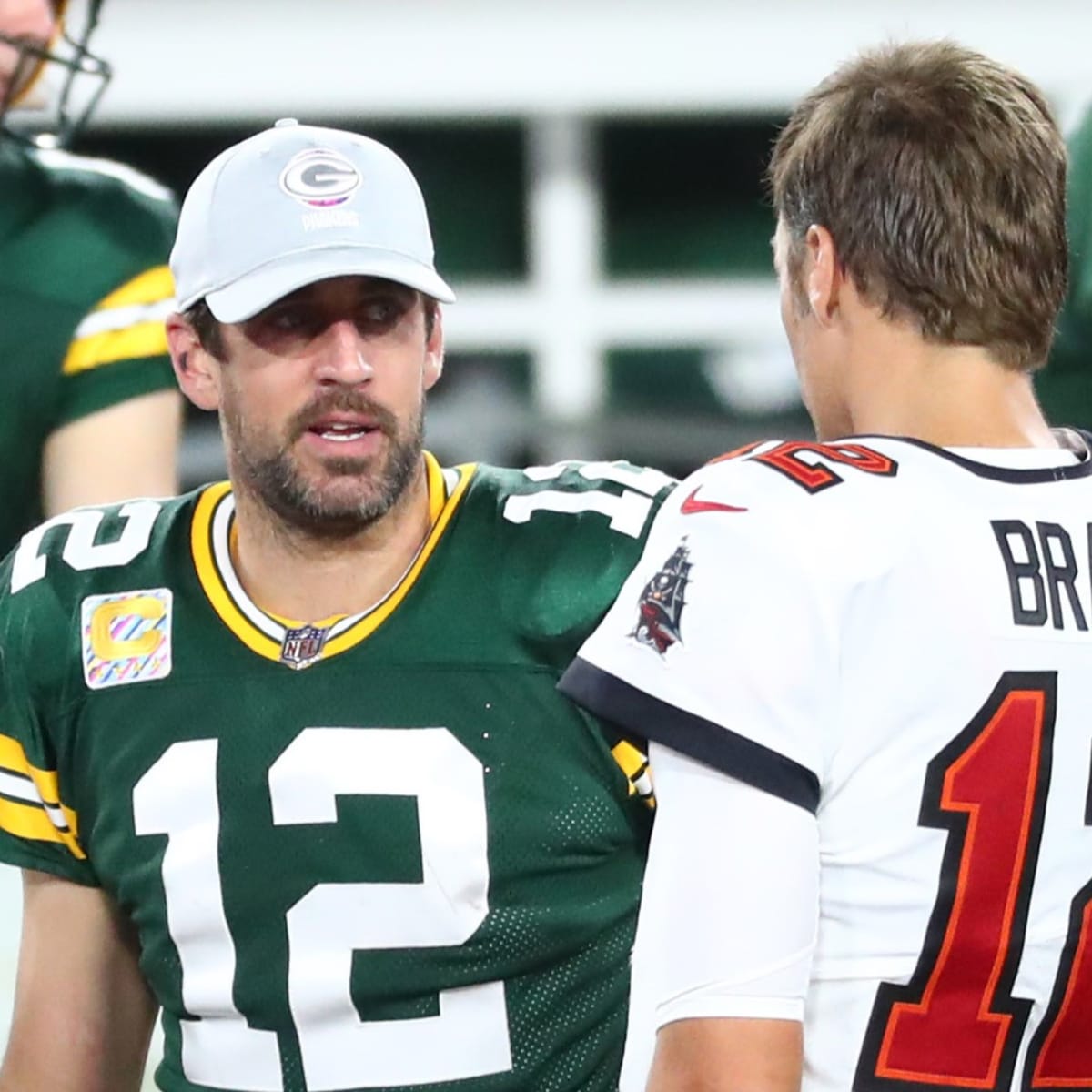 Tom Brady wore a shirt with a young TB12 on as he arrived for Green Bay  Packers clash