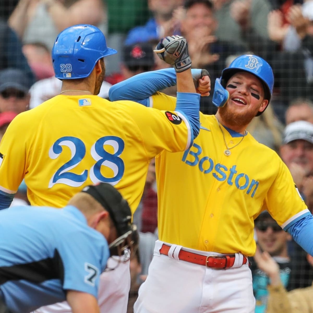 boston red sox uniforms yellow and blue