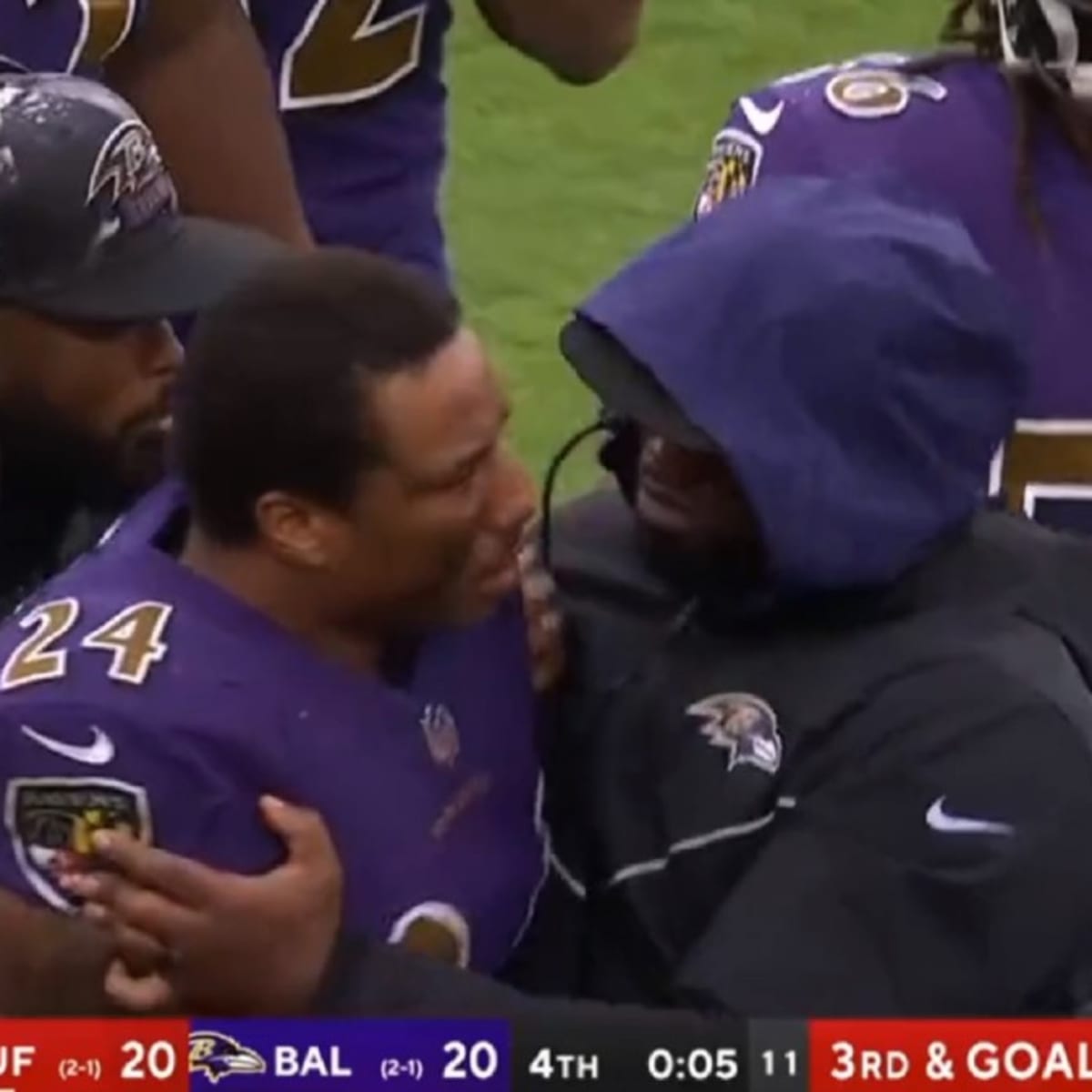 John Harbaugh on heated sideline exchange with Marcus Peters: 'I hope he  still loves me'