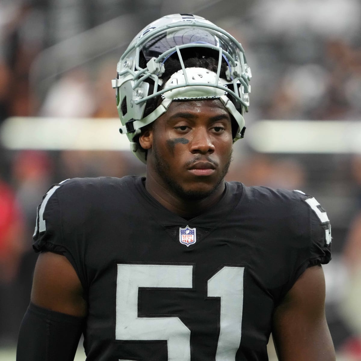 Las Vegas Raiders defensive end Malcolm Koonce (51) plays against the New  England Patriots during an NFL preseason football game, Friday, Aug. 26,  2022, in Las Vegas. (AP Photo/John Locher Stock Photo - Alamy