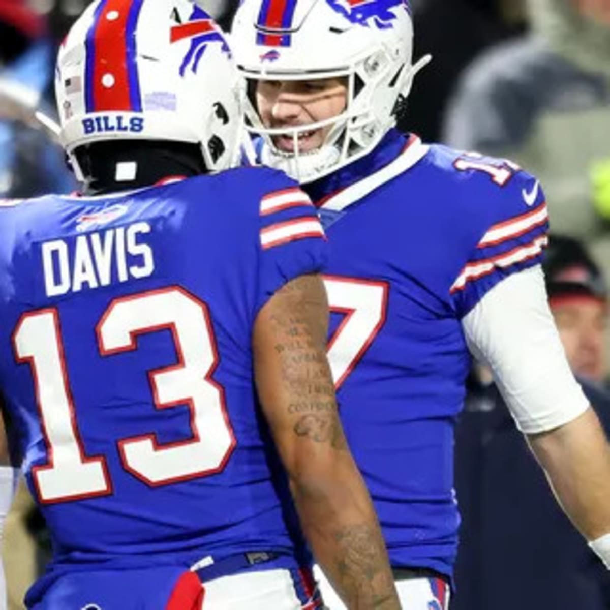 EAST RUTHERFORD, NJ - NOVEMBER 06: Buffalo Bills wide receiver Gabe Davis  (13) during the National Football League game between the New York Jets and  Buffalo Bills on November 6, 2022 at