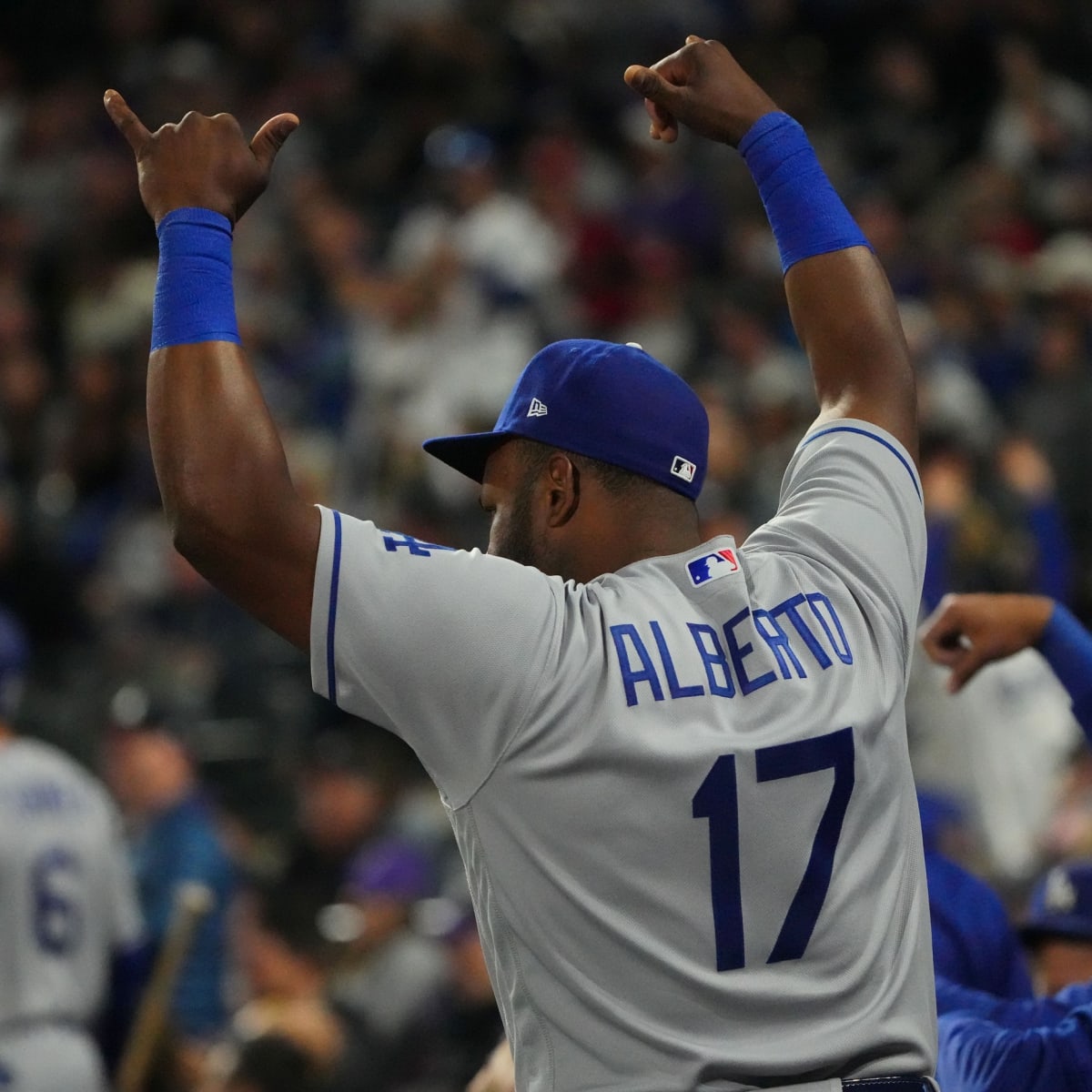 Los Angeles Dodgers Hanser Alberto Celebrates Editorial Stock