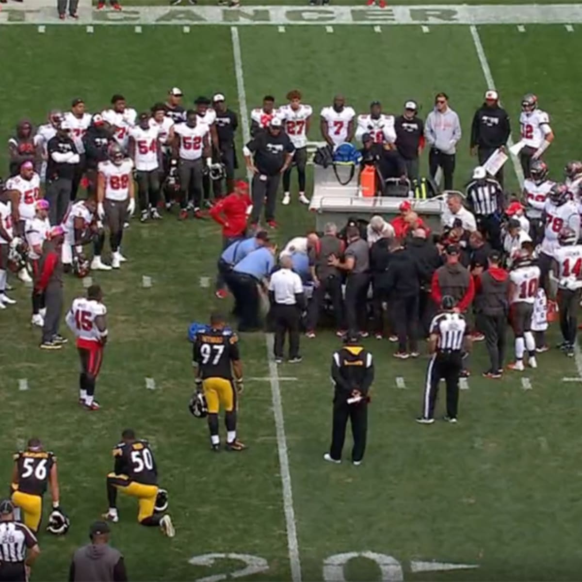 Bucs TE Cameron Brate leaves game on a stretcher after scary hit