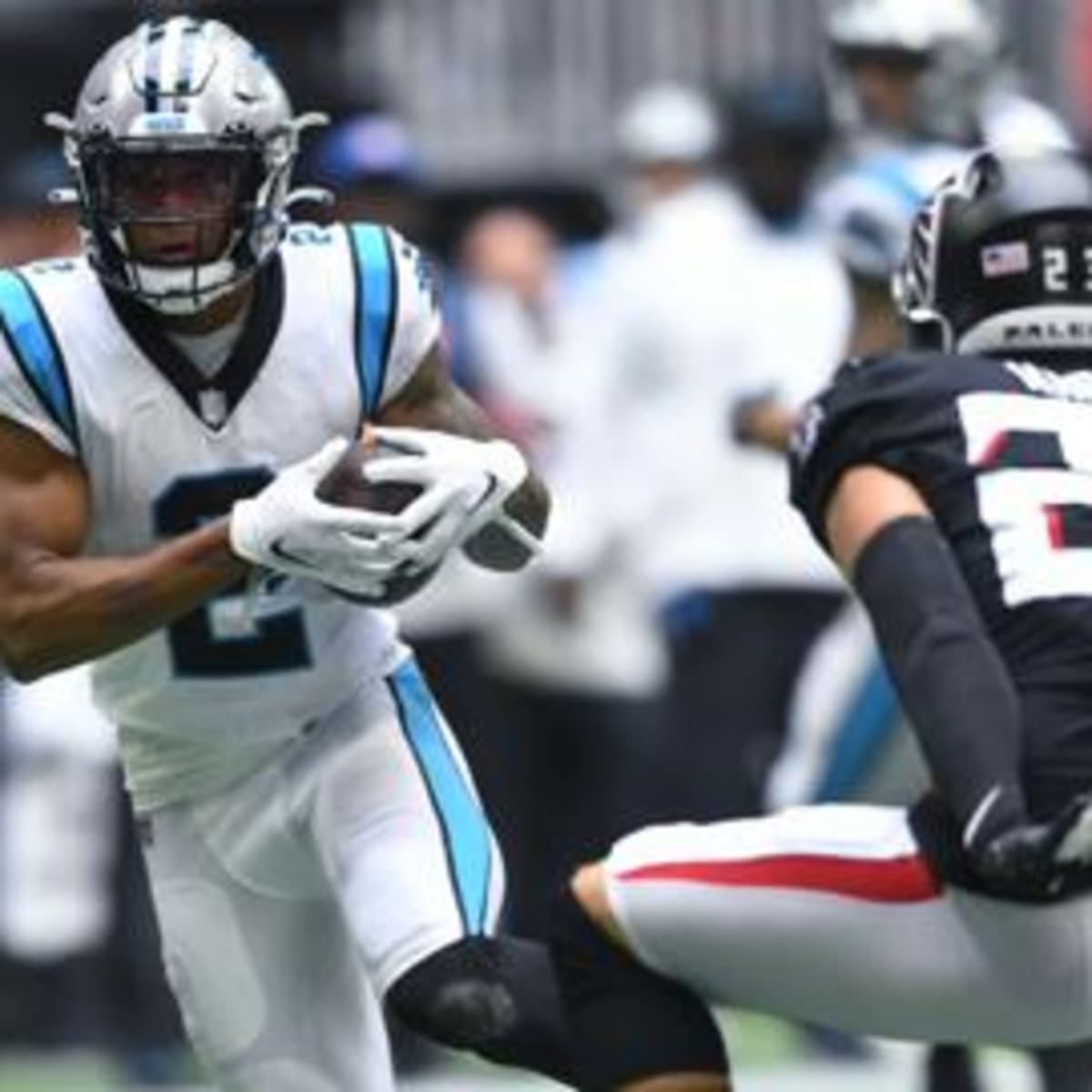 ATLANTA, GA - OCTOBER 30: Wilson footballs on the field prior to the Sunday  afternoon NFL game between the Carolina Panthers and the Atlanta Falcons on  October 30, 2022 at Mercedes-Benz Stadium