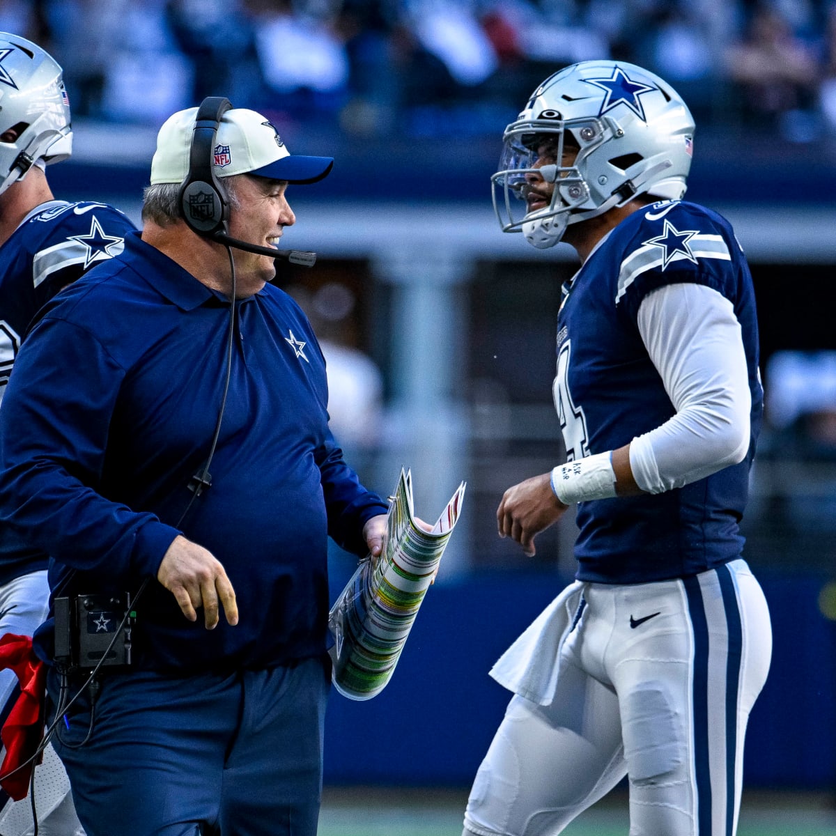 Dallas Cowboys quarterback Dak Prescott wears a Crucial Catch hat as he  warms up for an NFL football game against the Houston Texans, Sunday, Oct.  7, 2018, in Houston. (AP Photo/David J.