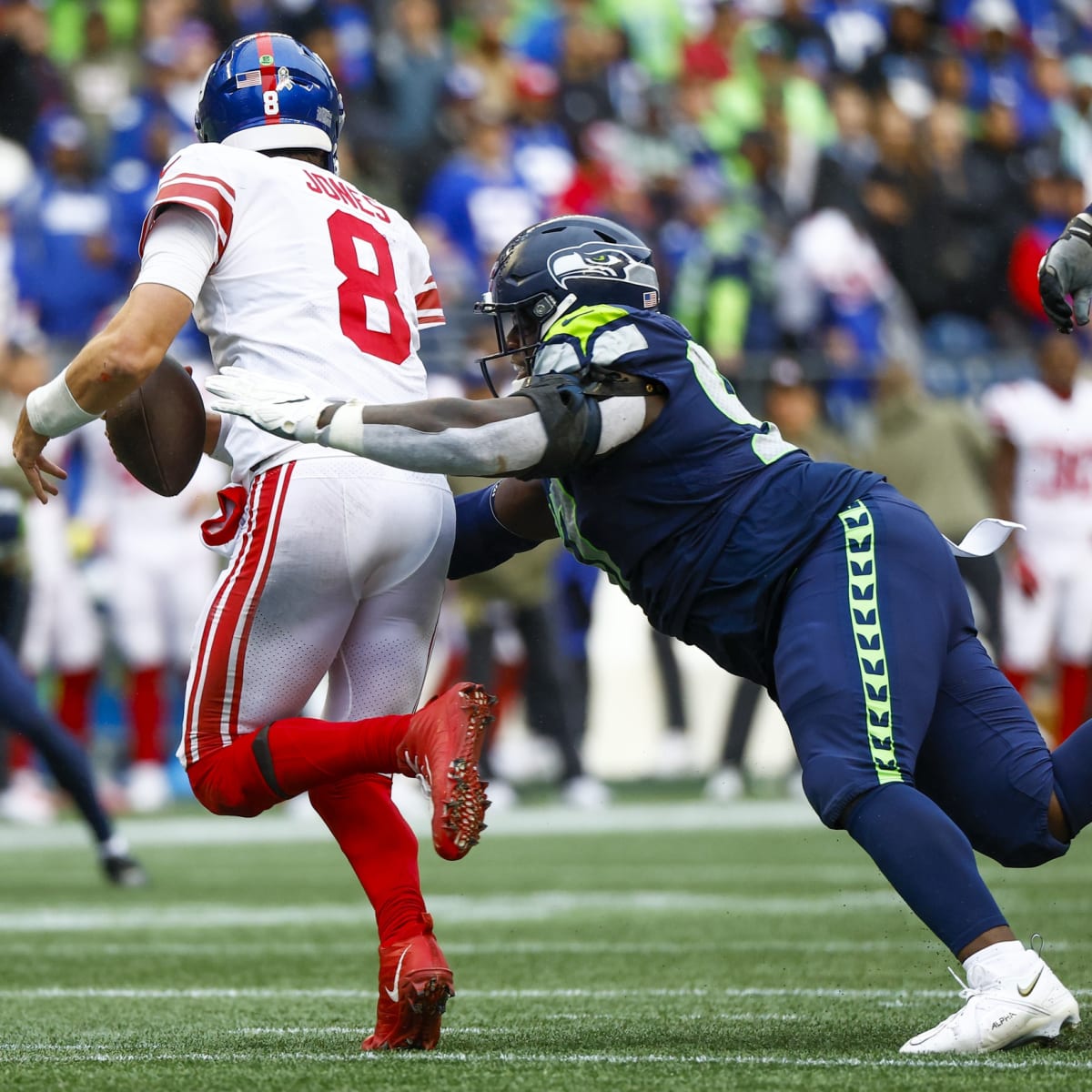 Seattle Seahawks players celebrate during an NFL football game against the  New York Giants, Sunday, Oct. 30, 2022, in Seattle, WA. The Seahawks  defeated the Giants 27-13. (AP Photo/Ben VanHouten Stock Photo - Alamy