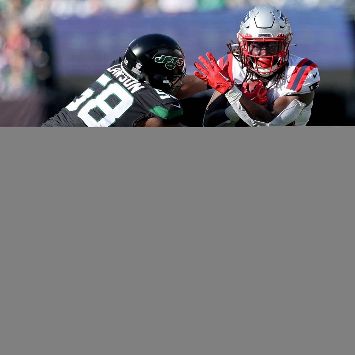 New England Patriots running back Rhamondre Stevenson (38) warms up prior  to an NFL football game against the Chicago Bears, Monday, Oct. 24, 2022,  in Foxborough, Mass. (AP Photo/Stew Milne Stock Photo - Alamy