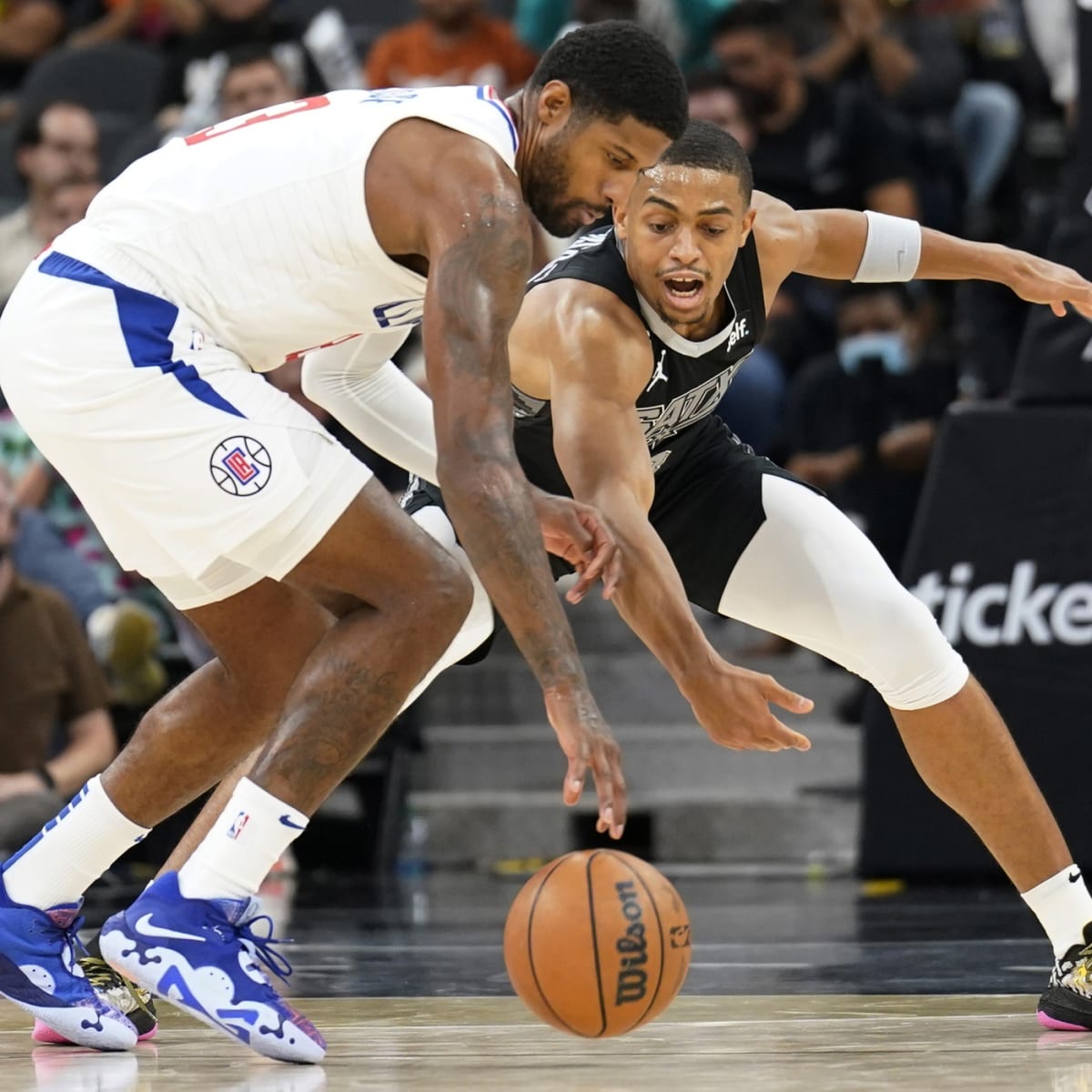 SoleWatch: Paul George Breaks Out His Blue Suede Shoes Against the Spurs