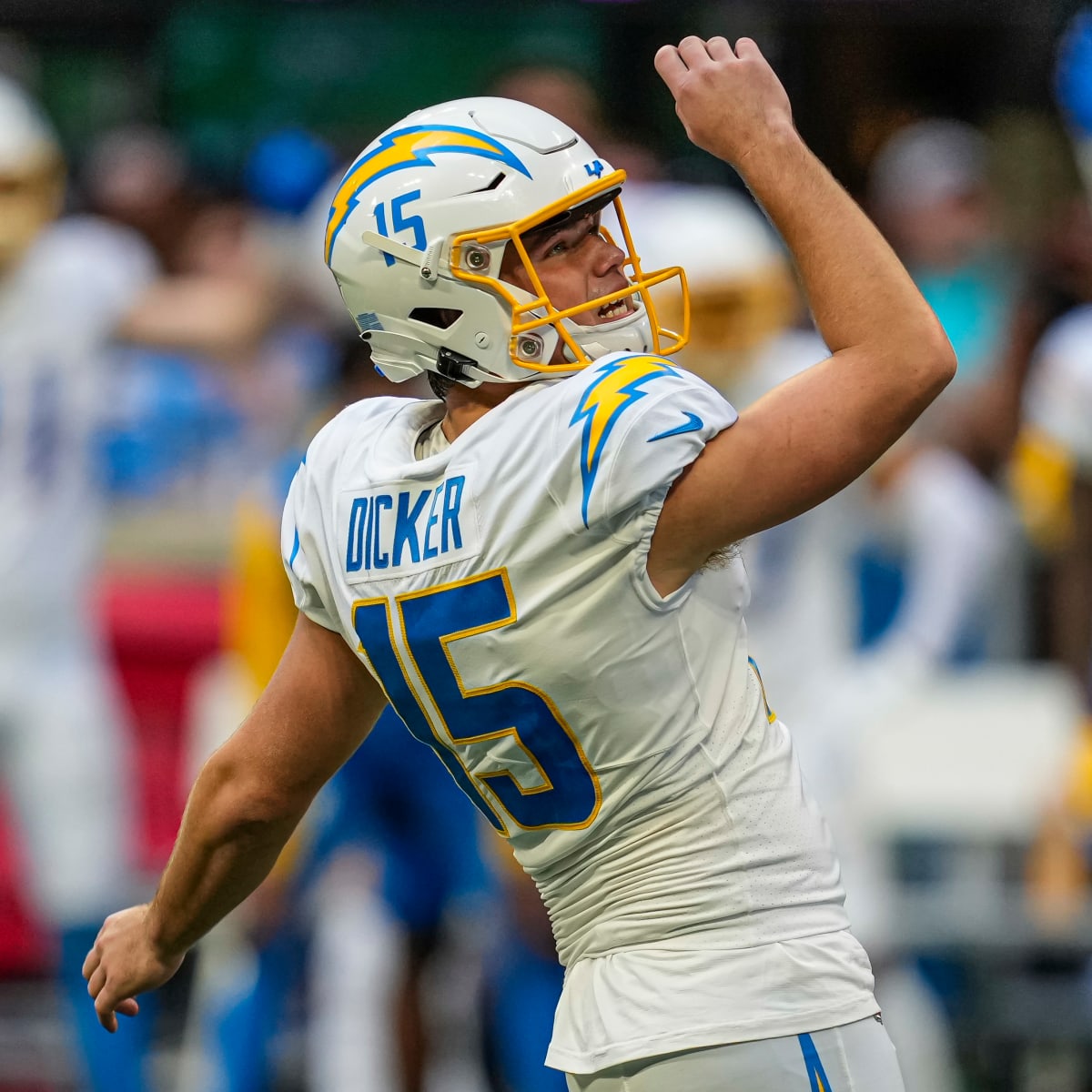 INGLEWOOD, CA - AUGUST 20: Los Angeles Chargers kicker Cameron Dicker (11)  in the first half of