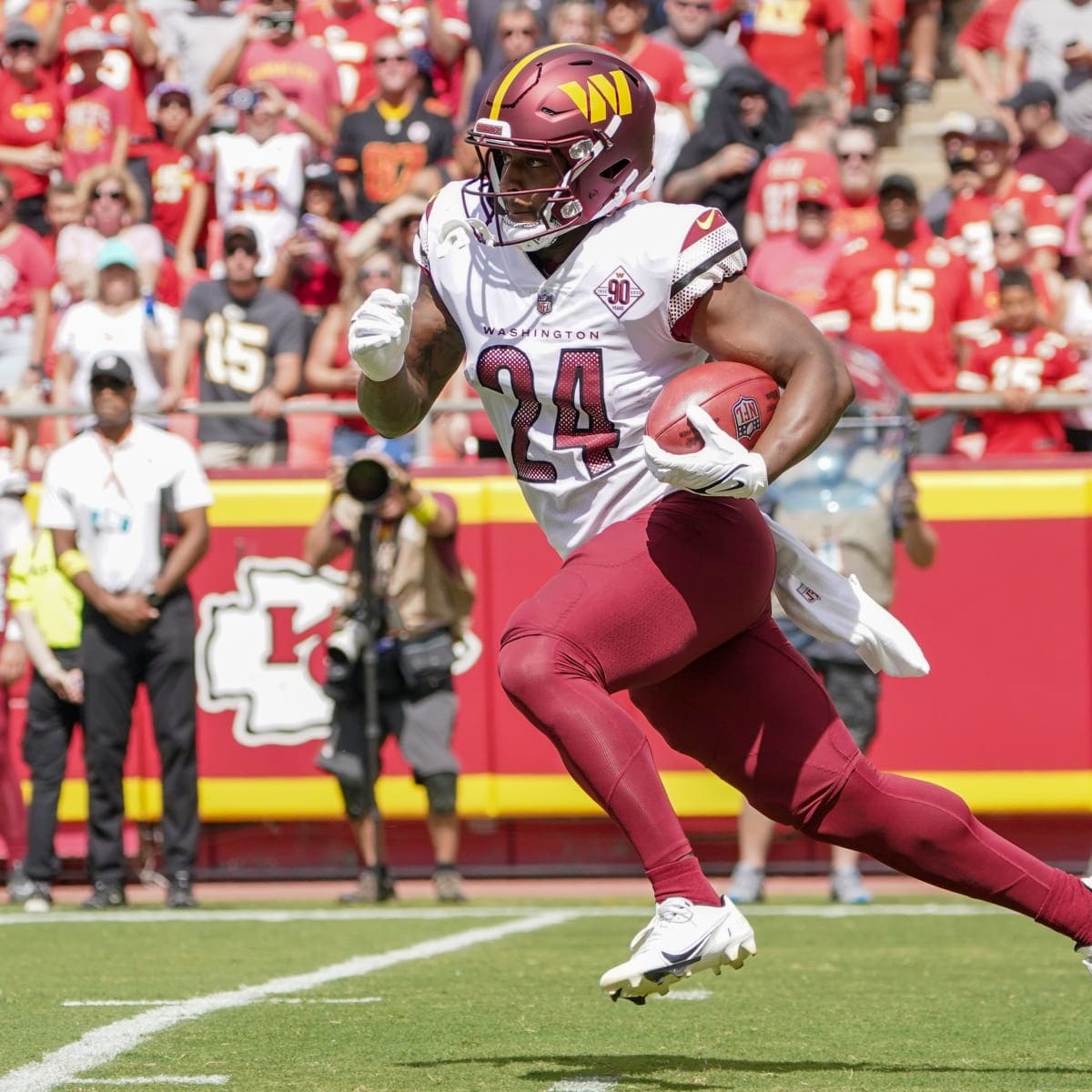 Antonio Gibson Washington Commanders Unsigned Carries The Ball Photograph