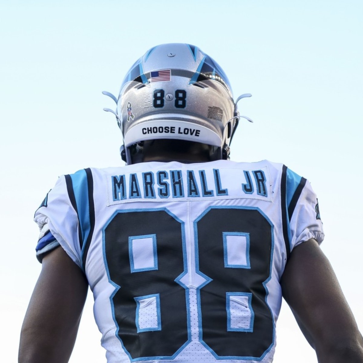 Terrace Marshall Jr. Carolina Panthers Autographed 16'' x 20'' White Jersey  Horizontal Photograph