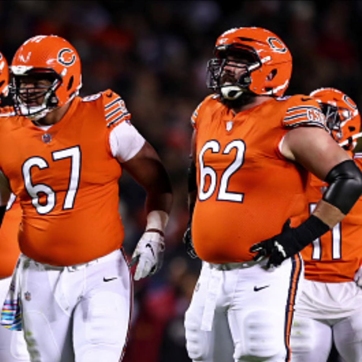 Chicago Bears guard Lucas Patrick (62) protects the pocket during an NFL  football game against the Tampa Bay Buccaneers, Sunday, Sept. 17, 2023, in  Tampa, Fla. (AP Photo/Peter Joneleit Stock Photo - Alamy