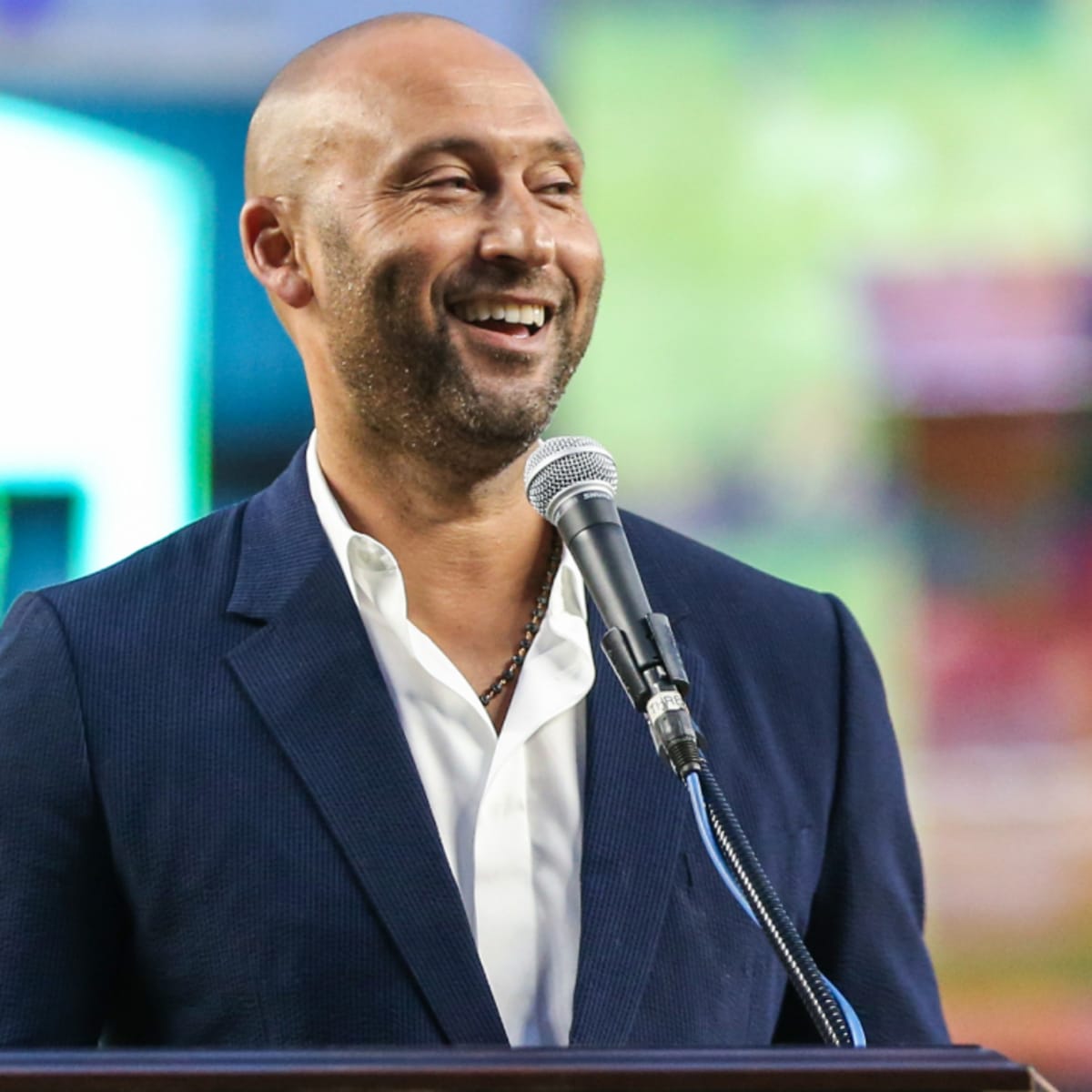 Derek Jeter at Yankees Old-Timers' Day with 1998 World Series champs
