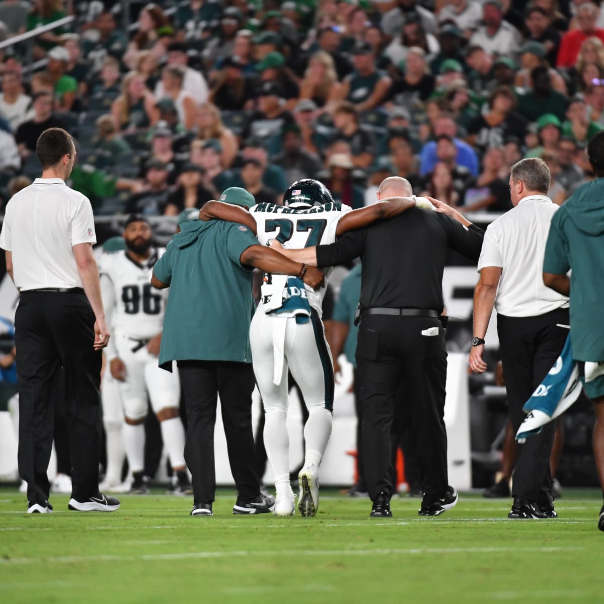 Philadelphia Eagles players carted off after suffering neck injuries have  'movement in all extremities'