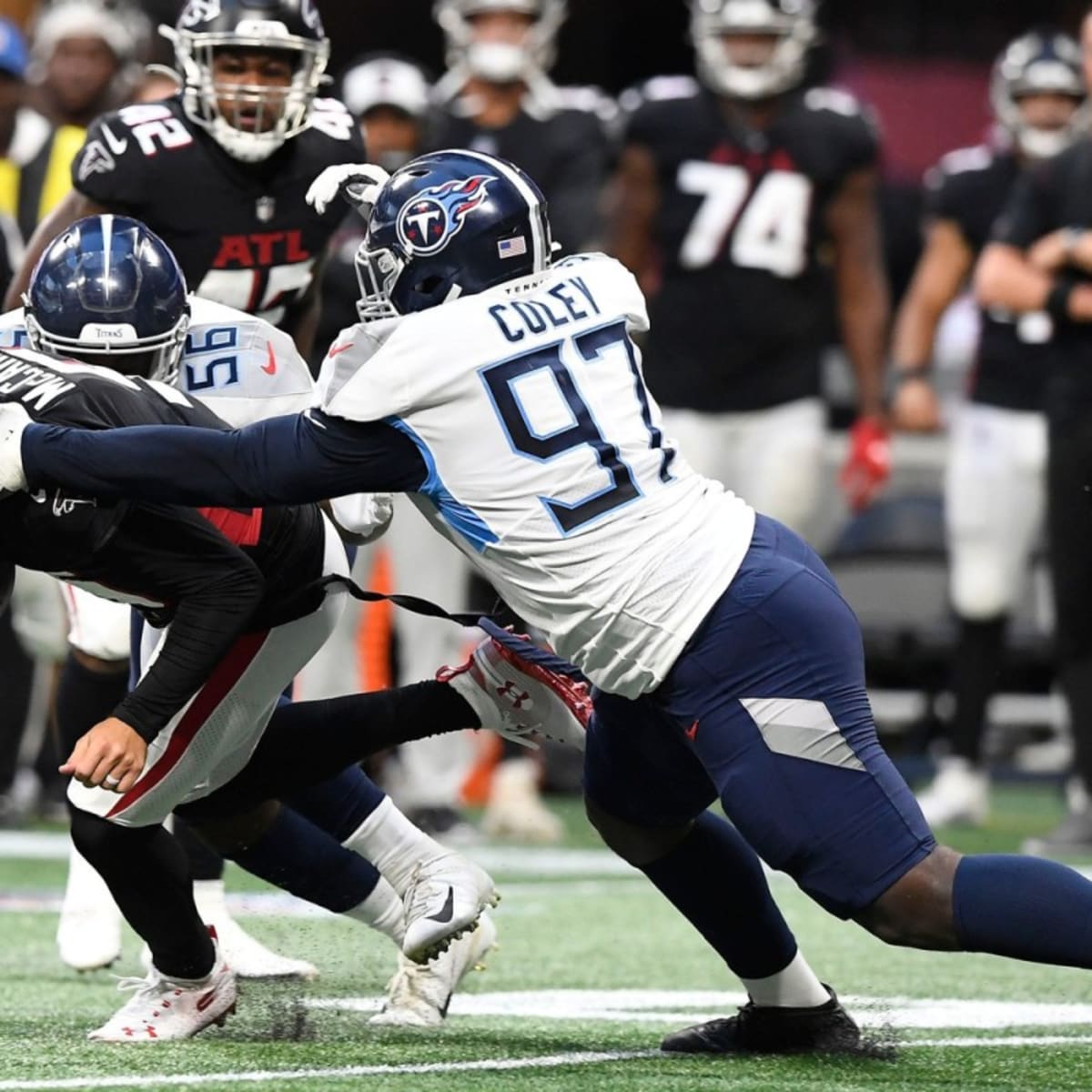 Tennessee Titans safety A.J. Moore (33) in action during the first